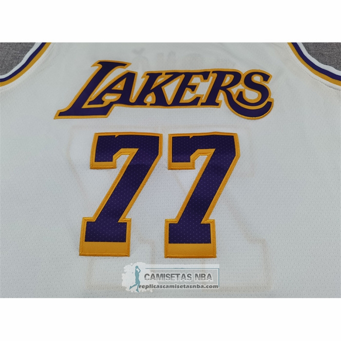 Camiseta Nino Los Angeles Lakers Luka Doncic NO 77 Association 2024-25 Blanco